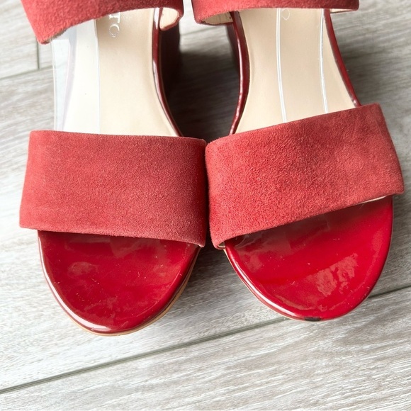 Franco Sarto Wine Suede Leather Wedge  Sandals - Picture 5 of 16